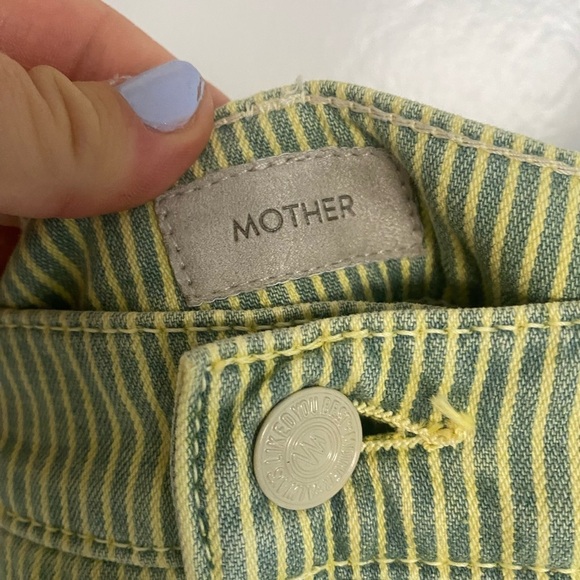 MOTHER Rainbow Choo Choo Lemon Drop High Waist Utility Fray Denim Shorts Size 28 - Picture 5 of 14